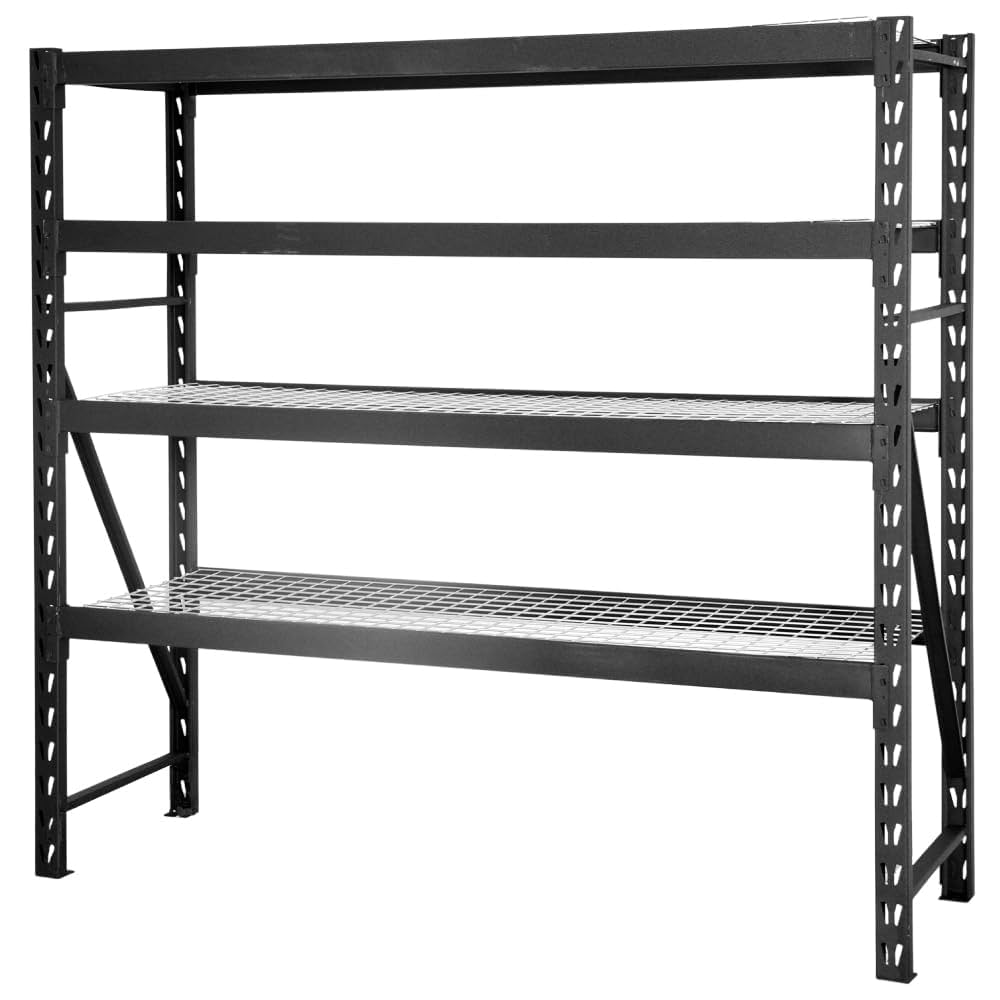 Amazon｜KIKAIYA スチールラック 4段 ボルトレス ブラック